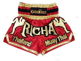 Personalise Black and Red Muay Thai Shorts : KNSCUST-1226