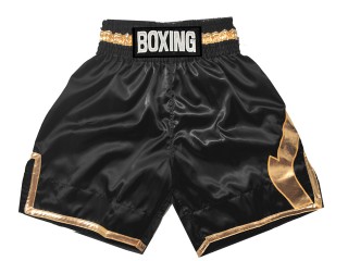 Personalized Black Boxing Shorts , Boxing Pants : KNBSH-036-Black-Gold