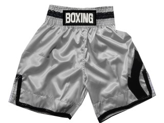 Personalized Black Boxing Shorts , Boxing Pants : KNBSH-036-Silver