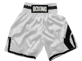 Personalized Black Boxing Shorts , Boxing Pants : KNBSH-036-White