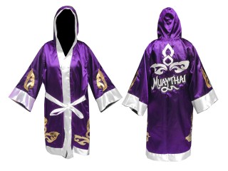 Customize Kanong Boxing Fight Robe with hood : KNFIR-143-Purple