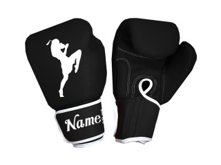 Customised Black Boxing Gloves : KNGCUST-087