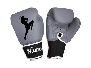 Customised Grey Boxing Gloves : KNGCUST-088