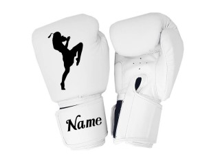 Customised White Boxing Gloves : KNGCUST-091