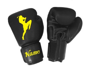 Customised Black Boxing Gloves : KNGCUST-092