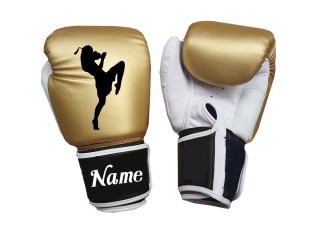 Customised Gold Boxing Gloves : KNGCUST-093