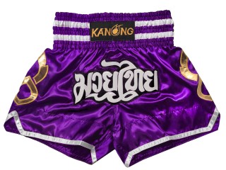 Kanong silk Purple Muay Thai Shorts : KNS-143-Purple