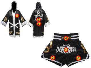 Personalized Kanong Boxing Robe with hood and Muay Thai Shorts