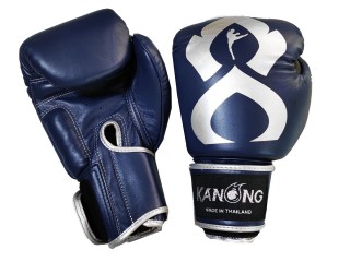 Kanong Real Leather Thai Boxing Gloves : Navy/Silver