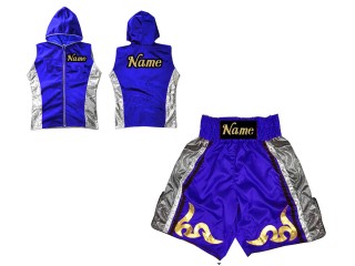 Kanong Custom Boxing Hoodies and Boxing Shorts : KNCUSET-005-Blue
