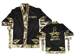 Personalize Kanong Muay Thai Boxing Robe : KNFIRCUST-001-Black-Gold