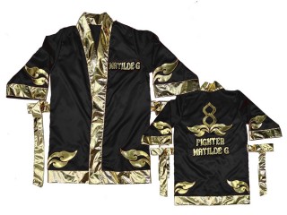 Personalize Kanong Muay Thai Robe : KNFIRCUST-001-Black-Gold