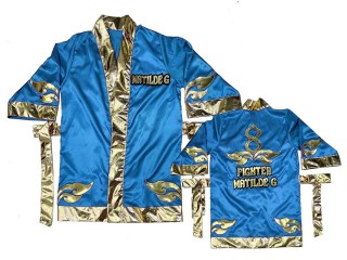 Personalize Kanong Muay Thai Boxing Robe : KNFIRCUST-001-Skyblue