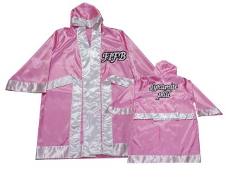 Custom Muay Thai Boxing Robe with hood : KNFIRCUST-002-Pink