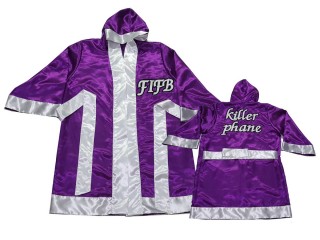 Personalize Purple Boxing Robe with hood : KNFIRCUST-002-Purple