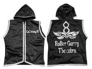 KANONG Custom Muay Thai Hoodies : KNHODCUST-001-Black-Silver