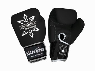 Kanong Real Leather Thai Boxing Gloves : Black