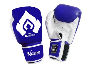 Custom Blue/White Muay Thai Gloves : KNGCUST-060