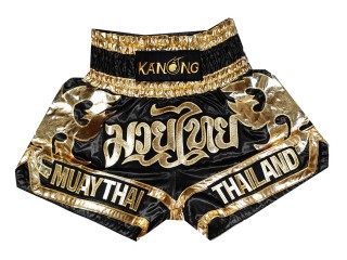 Kanong Children Muay Thai Kick boxing Shorts : KNS-136-Black-K