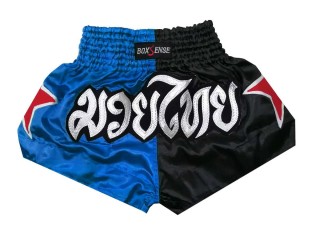 Boxsense Kids Muay Thai Shorts Black and Blue : BXSKID-005