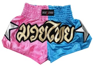 Boxsense Kids Muay Thai Boxing Shorts Pink and Skyblue : BXSKID-006