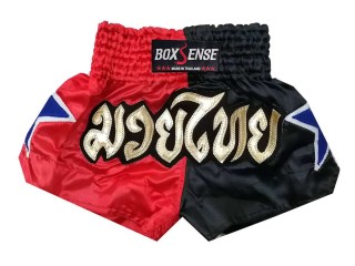 Boxsense Thai Boxing Shorts : BXS-089-Red-Black