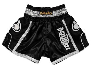 Kanong Retro Muay Thai Shorts : KNSRTO-208-Black