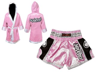 Personalize Kanong Boxing Fight Robe and Muay Thai Shorts : 208-Pink