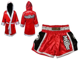 Personalize Kanong Boxing Fight Robe and Muay Thai Shorts : 208-Red