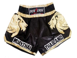 Boxsense Black Muay Thai shorts : BXS-303-Gold