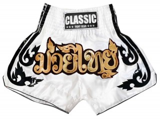 Classic Muay Thai Boxing Shorts for women : CLS-016 White-W