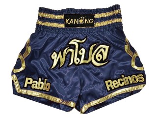 Customize Navy Boxing Shorts , Boxing Trunks : KNBXCUST-2003