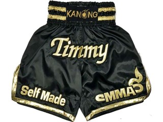 Custom Black Boxing Trunks, Personalized Boxing Trunks : KNBXCUST-2009
