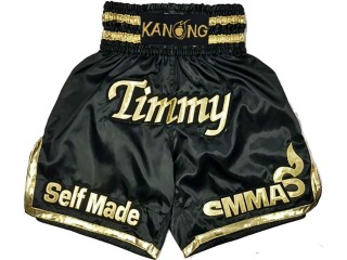 Custom Black Boxing Trunks , Personalized Boxing Trunks : KNBXCUST-2009