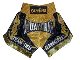 Custom Gold Boxing Trunks , Personalized Boxing Pants : KNBXCUST-2010