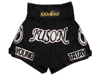 Custom Black Boxing Trunks, Personalized Boxing Trunks : KNBXCUST-2012