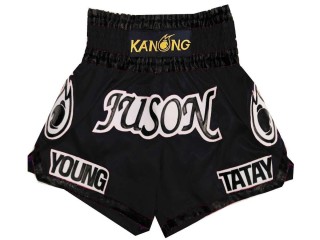 Custom Black Boxing Trunks , Personalized Boxing Trunks : KNBXCUST-2012