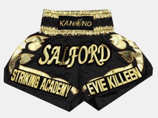 Custom Black Muay Thai Boxing Shorts : KNSCUST-1007