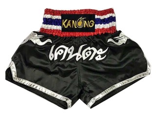 Custom Black Muay Thai Boxing Shorts Thailand : KNSCUST-1010