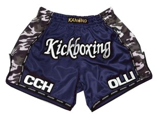 Custom Design your own navy Muay Thai Shorts : KNSCUST-1024