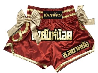 Custom Design your red ribbon Muay Thai Shorts : KNSCUST-1027