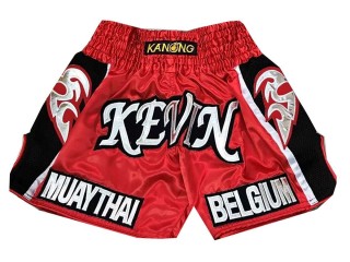 Customize Red Muay Thai Training Shorts : KNSCUST-1031