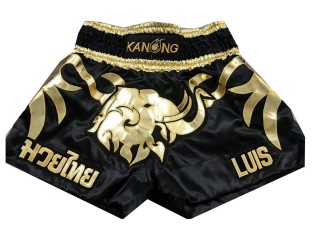 Custom elephant Muay Thai Boxing Trunks : KNSCUST-1046 Black