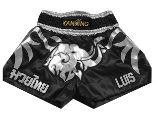 Custom elephant Muay Thai Boxing Trunks : KNSCUST-1047 Black