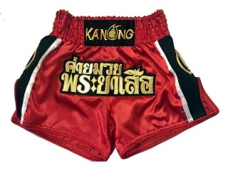 Custom red Muay Thai Kickboxing Shorts : KNSCUST-1086