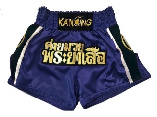Personalise navy Muay Thai Kickboxing Shorts : KNSCUST-1087