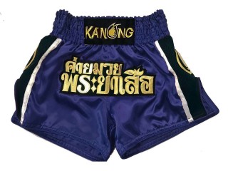 Custom navy Muay Thai Kickboxing Shorts : KNSCUST-1087