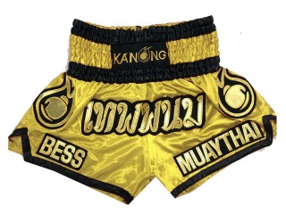 Personalise yellow Muay Thai Kickboxing Shorts : KNSCUST-1088