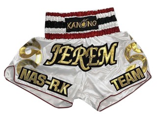 Custom White Muay Thai Training Shorts : KNSCUST-1101