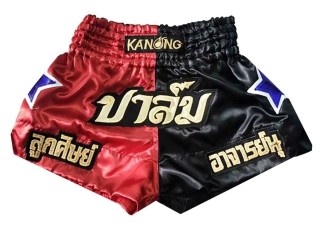 Custom Red and Black Mens Muay Thai Shorts with star : KNSCUST-1119